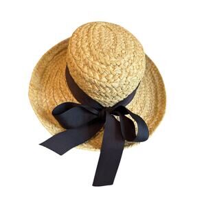 Scala Classic Straw Sun Hat Natural Grosgrain Ribbon Trim